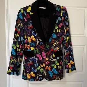 Alice + Olivia Colorful Butterfly Print Blazer